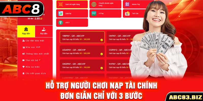 Hỗ trợ người chơi nạp tài chính đơn giản chỉ với 3 bước